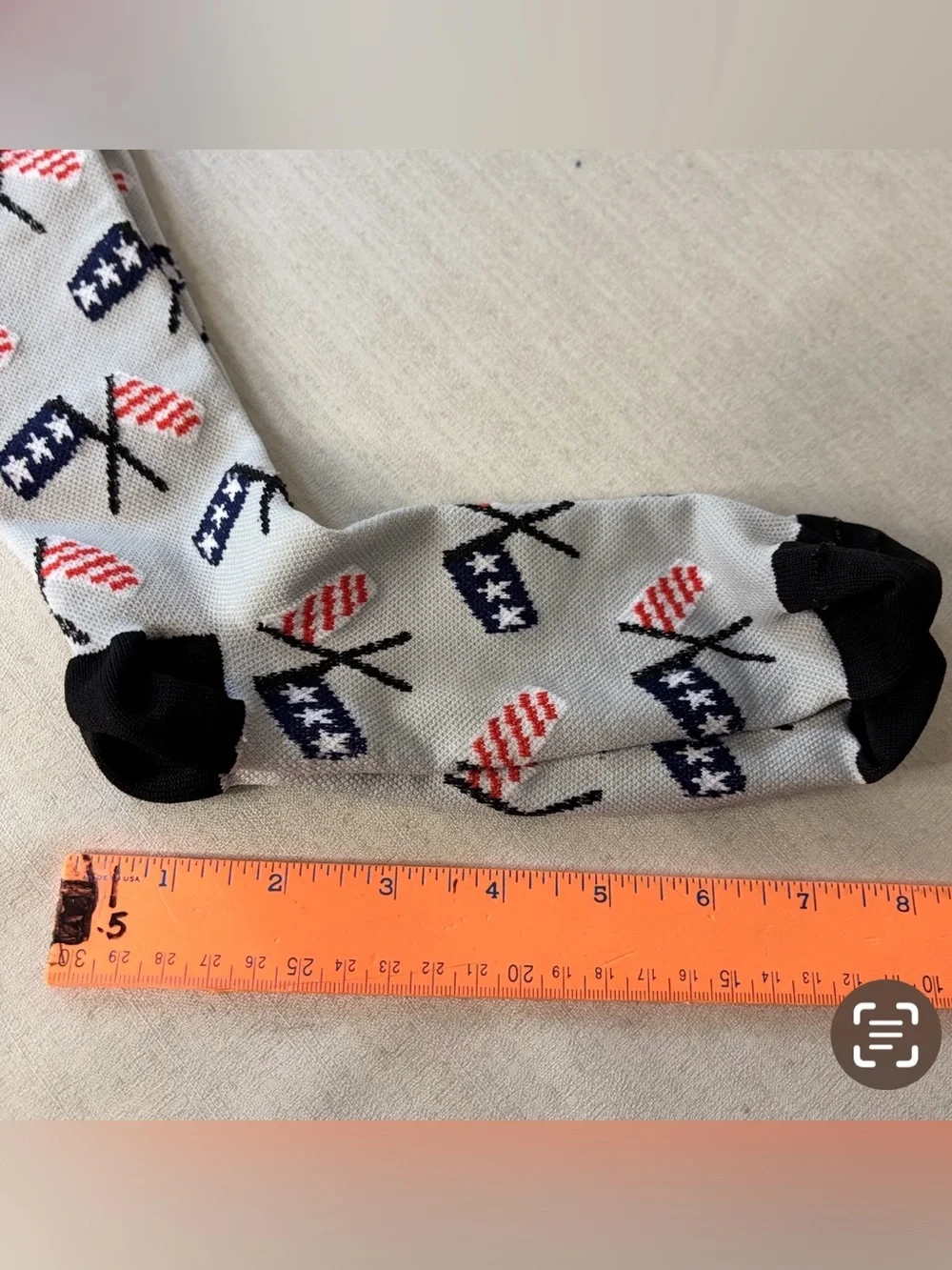 Patriotic American Flag Crossed Banner Novelty Compression Socks Grey Black